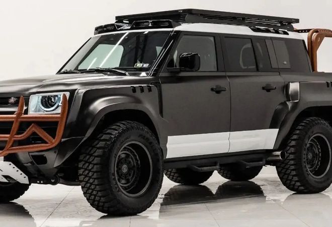 Defender превратили в шестиколесный пикап