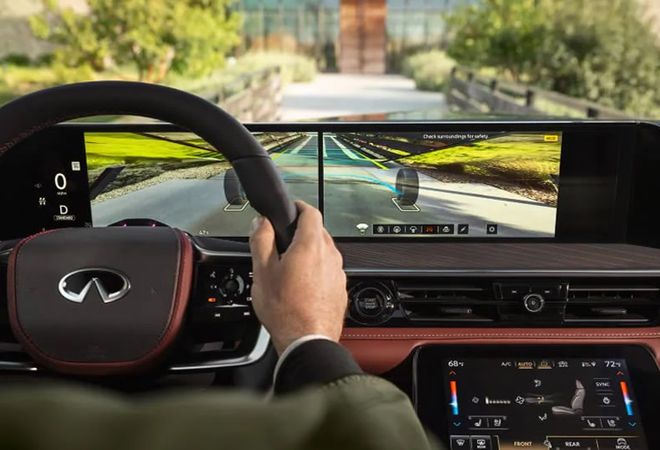 Infiniti QX80 2026 «Невидимый капот» и широкий вид спереди. Авто Премиум Груп