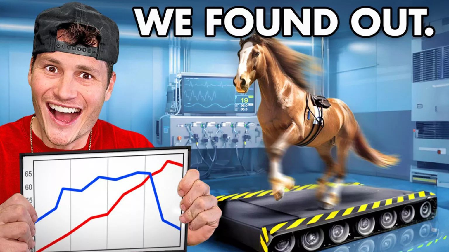 Команда Donut Media проверила на динамометрическом стенде настоящую лошадь, чтобы узнать ее «мощность» (foto:Donut Media)